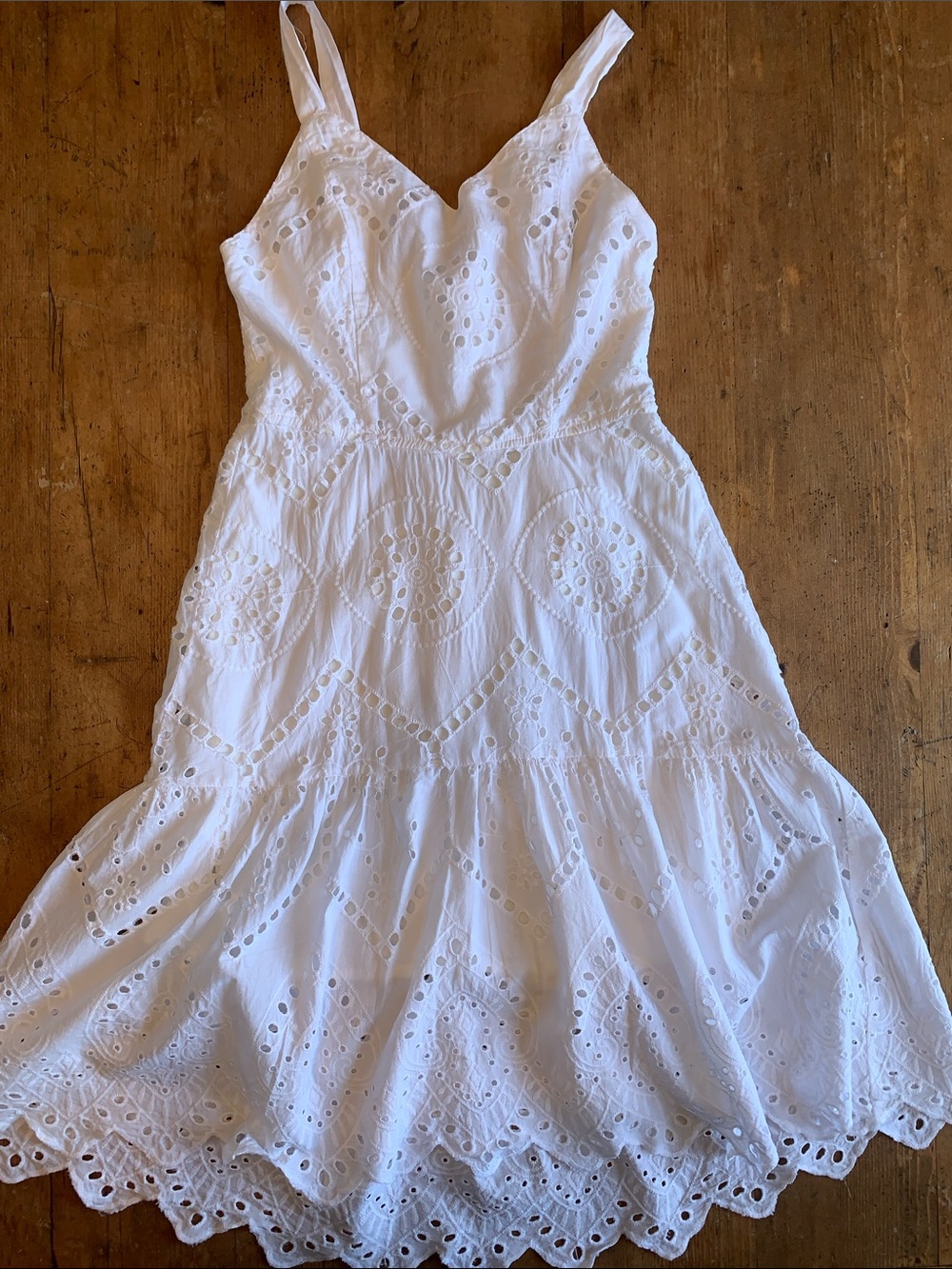Japna White Eyelet Midi Sundress - slight hi low bottom
